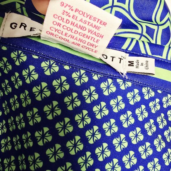 Gretchen Scott Dress Size M Everywhere Catalina Cloth Collared Geometric Stretch - Picture 8 of 8